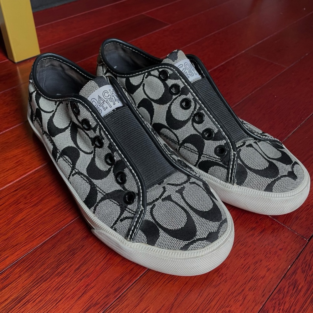 Coach Signature Laceless Slip On Black Sneaker